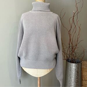 Vintage Made in Australia Minimalist Chunky Knit Sweater Sz L Gray Beige Thick